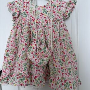 Rachel Zoe Girls Heart & Floral Print Dress in Pink, Yellow & Green